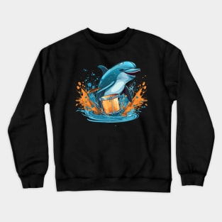 Dolphin playing drums Crewneck Sweatshirt